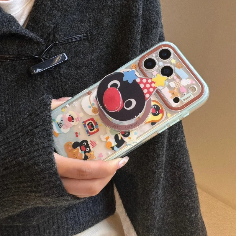 Kawaii Cartoon Penguin Magnetic Bracket Phone Case