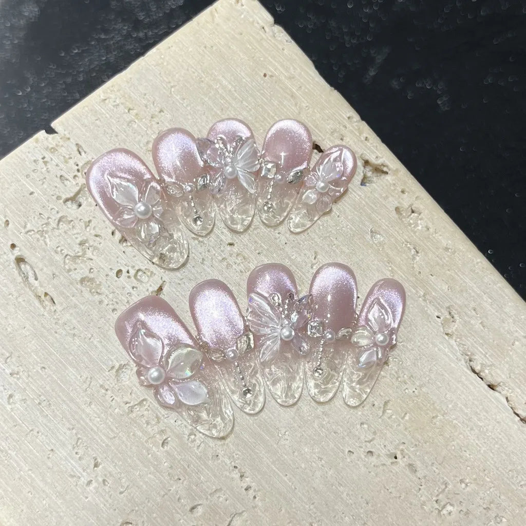 Spring 3D Bauhinia Flower Press On Nails