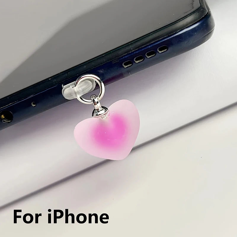 Frosted Heart Shaped Phone Dust Plug Pendant