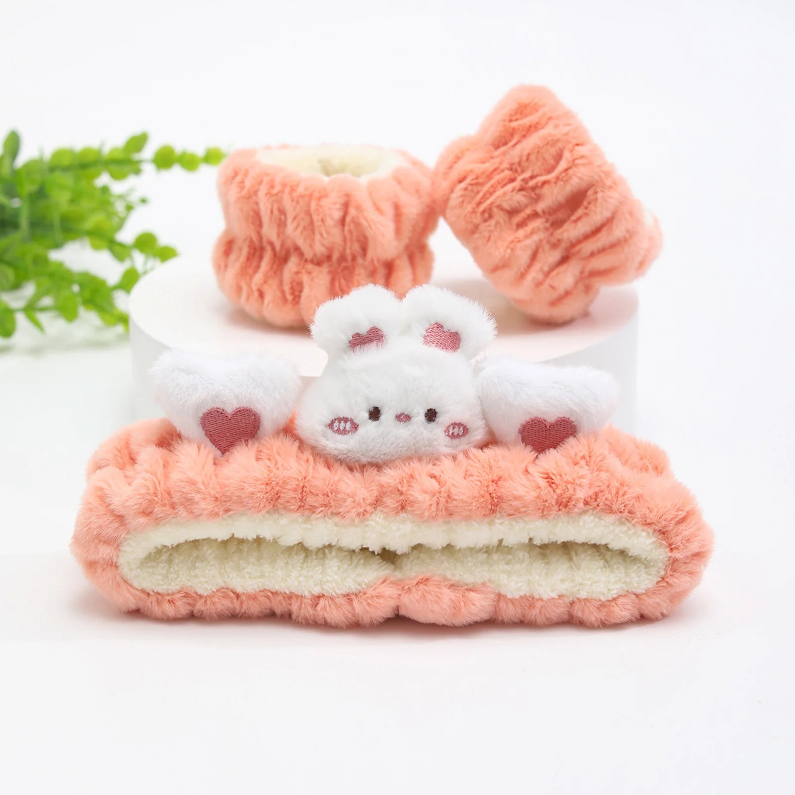 Plush Headband and Wrist Strap Set