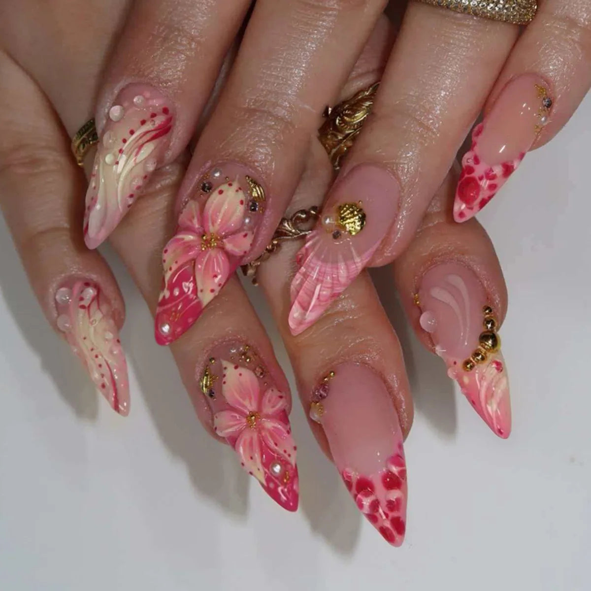 24Pcs Floral Press on Nails