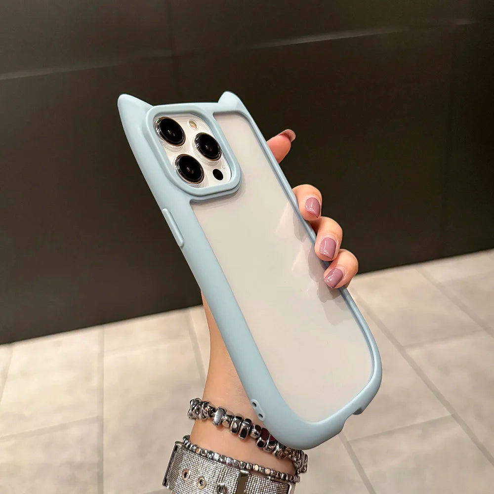 Cute 3D Cat Ear & Claw Grip Phone Case