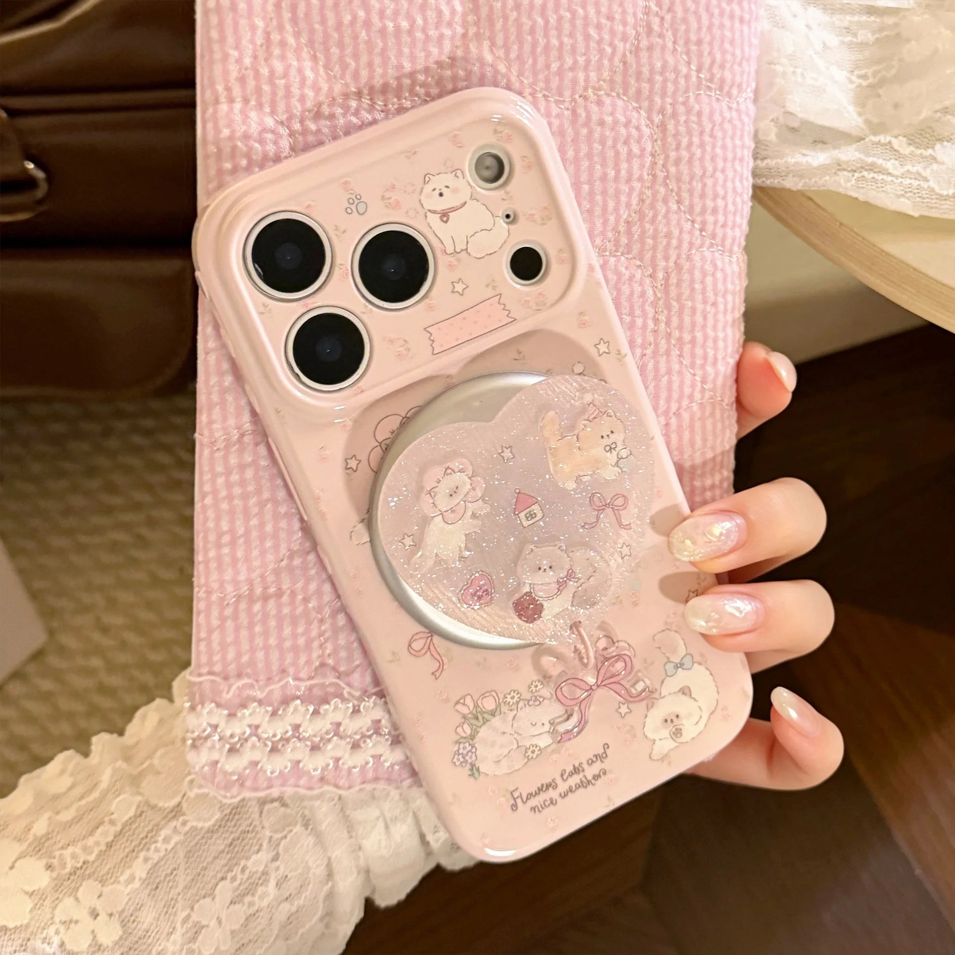 Cartoon Kitten Heart Magnetic Phone Case