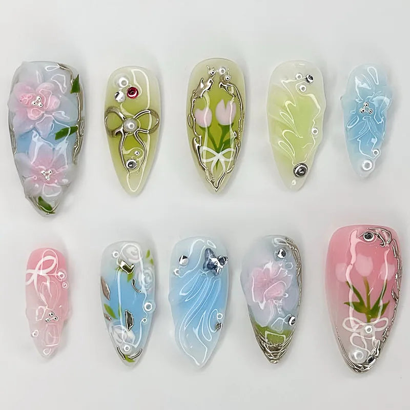 24Pcs Floral Press on Nails