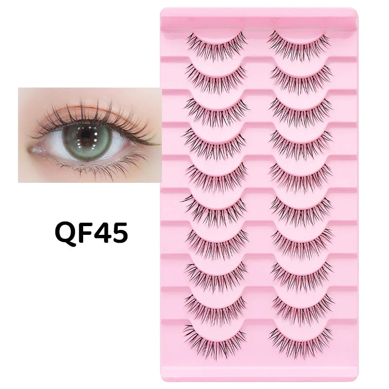 DINGSEN 10 Pair Clear Band Manga Style False Eyelashes