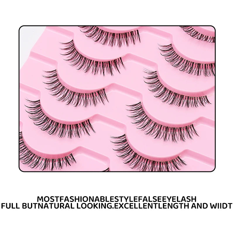 DINGSEN 10 Pair Clear Band Manga Style False Eyelashes