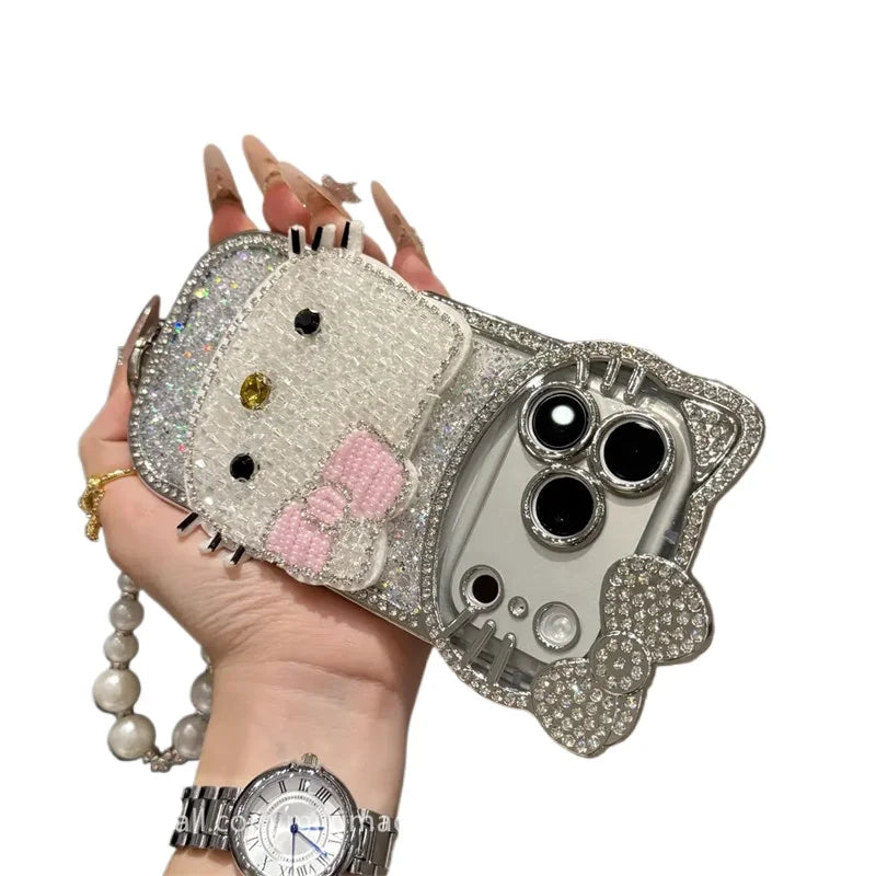 Kawaii Hello Kitty Bedazzled Phone Case With Lanyard