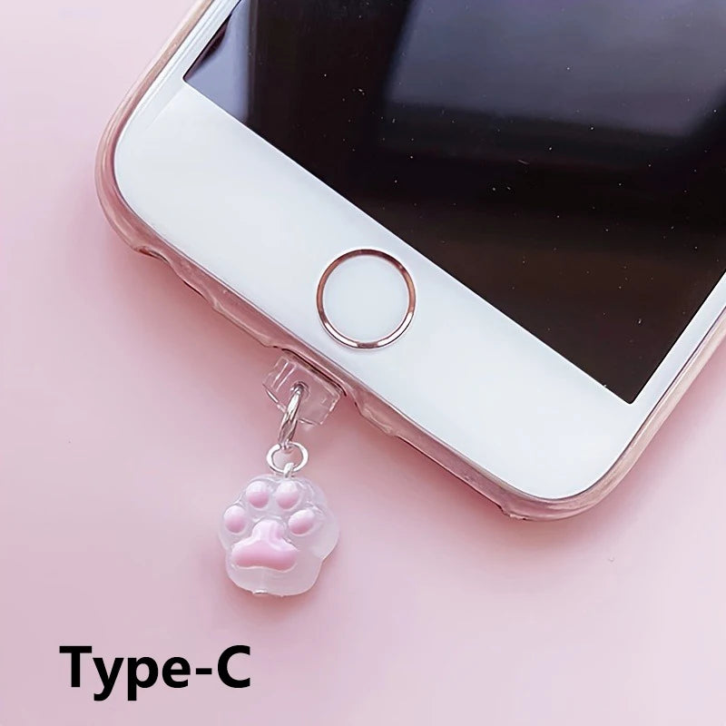 1pc Cute Cat Paw Phone Dust Plug Pendant