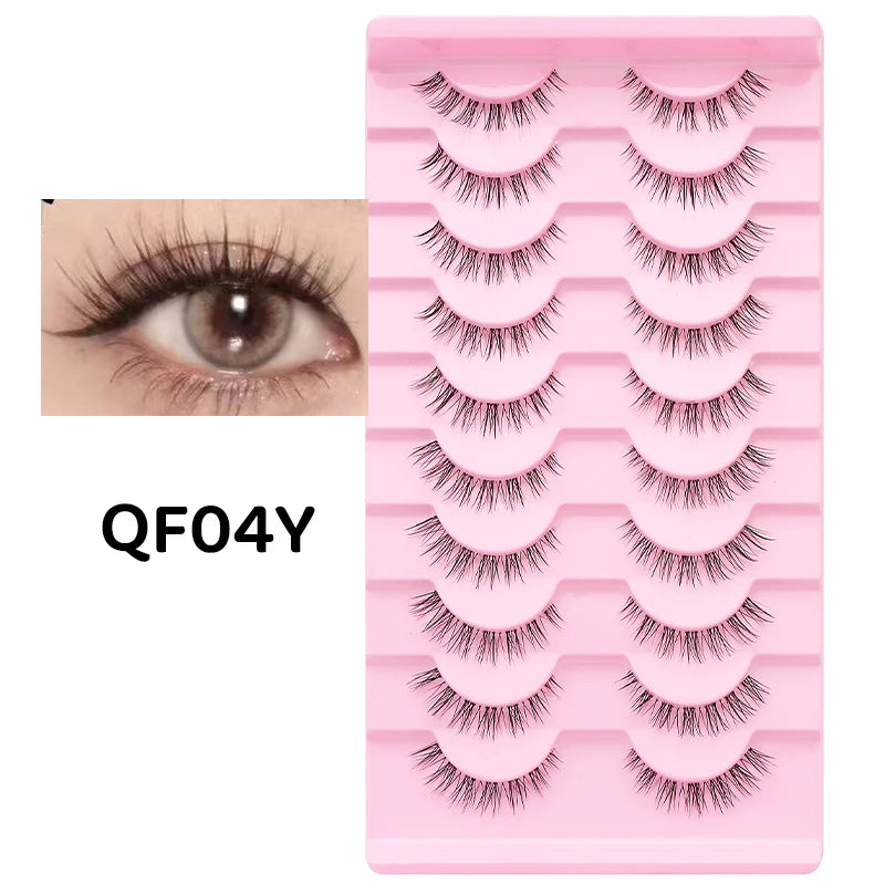DINGSEN 10 Pair Clear Band Manga Style False Eyelashes