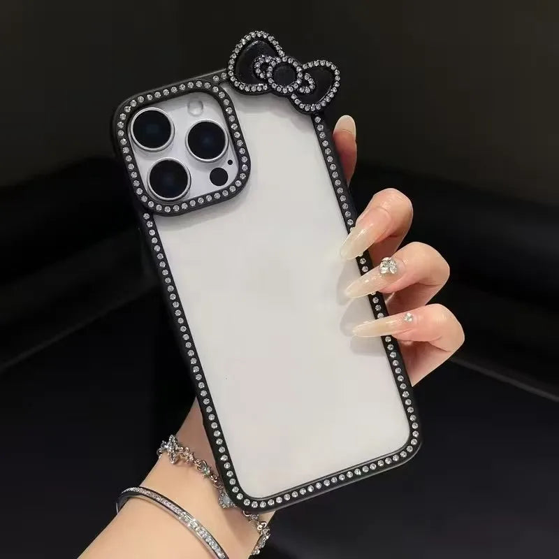 Luxury Hello Kitty Bow Transparent Phone Case
