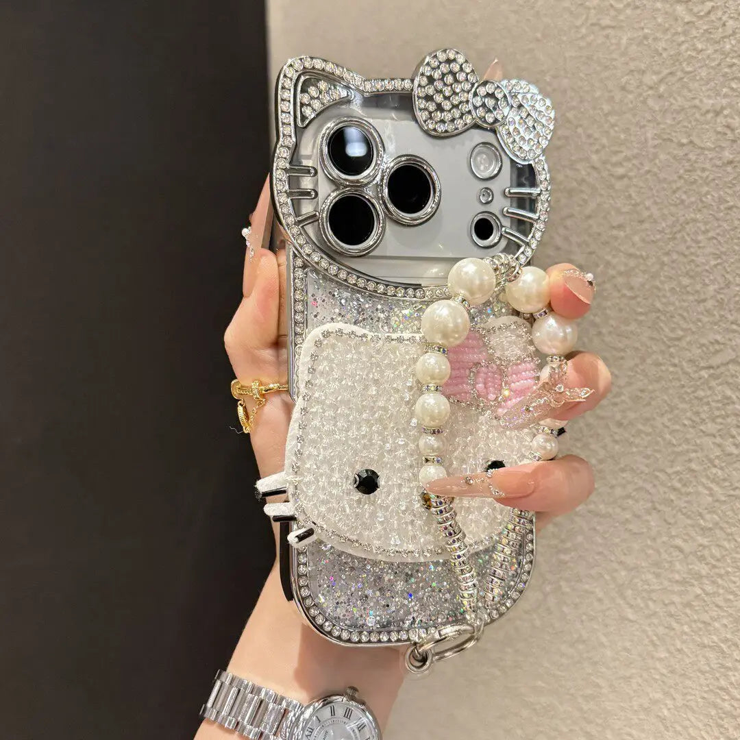Kawaii Hello Kitty Bedazzled Phone Case With Lanyard