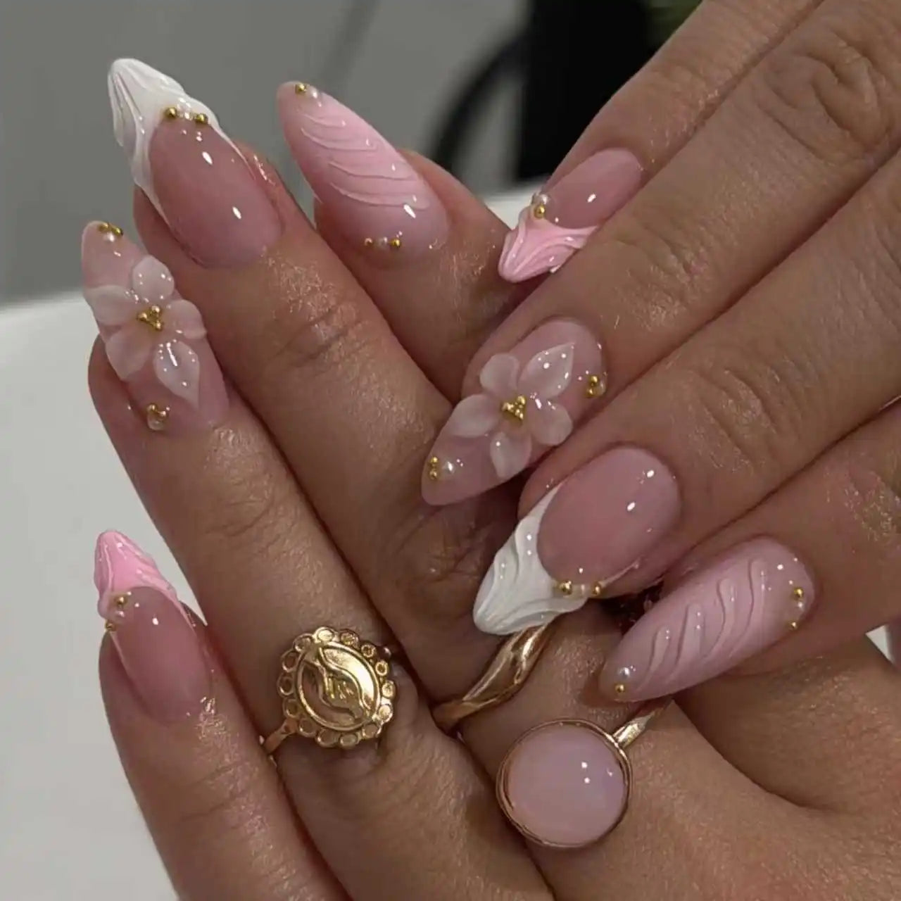 24Pcs Floral Press on Nails