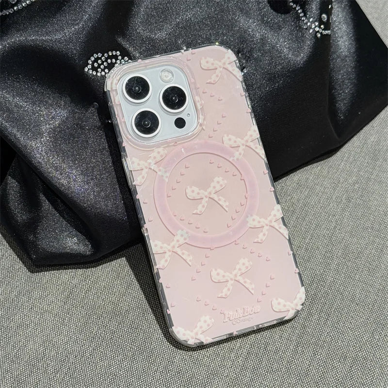 Magnetic Pearl Bowknot Stand Phone Case