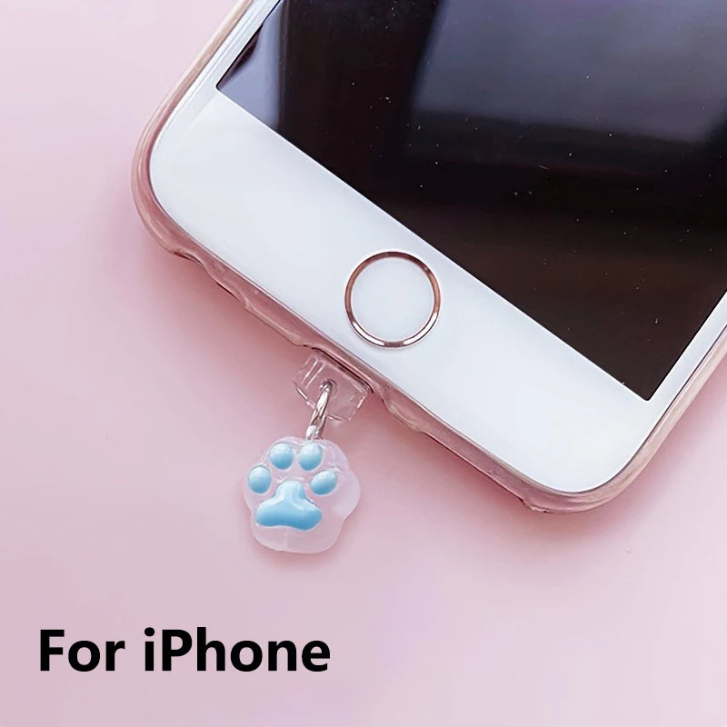 1pc Cute Cat Paw Phone Dust Plug Pendant