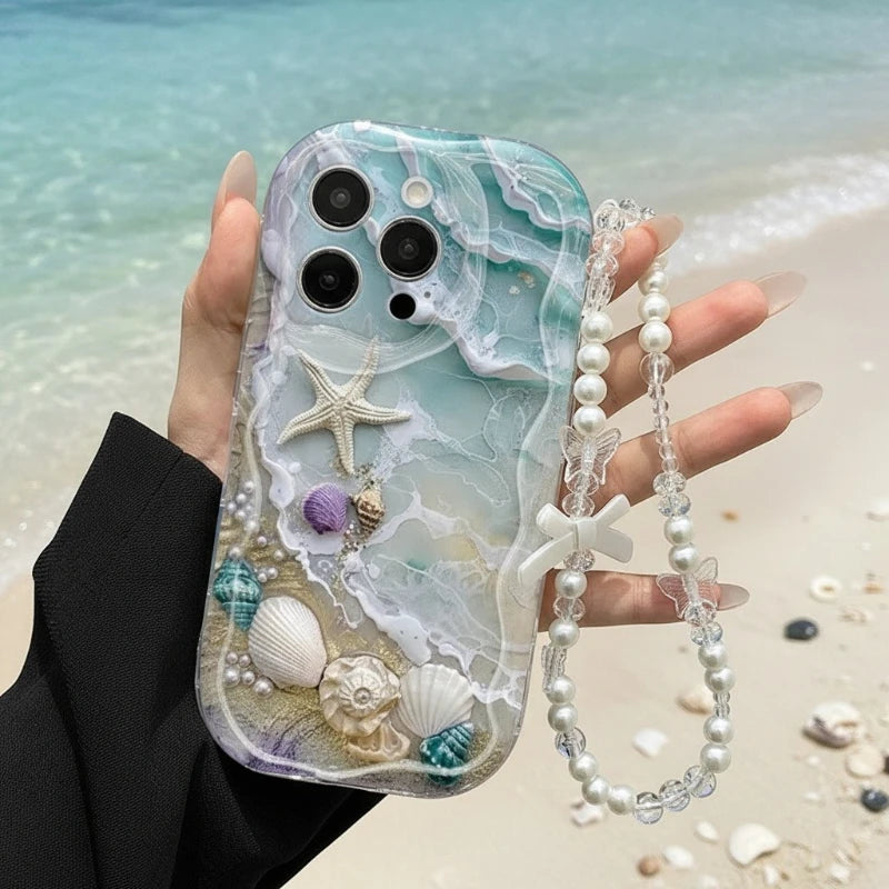 Beach Seashell & Starfish Wavy Phone Case