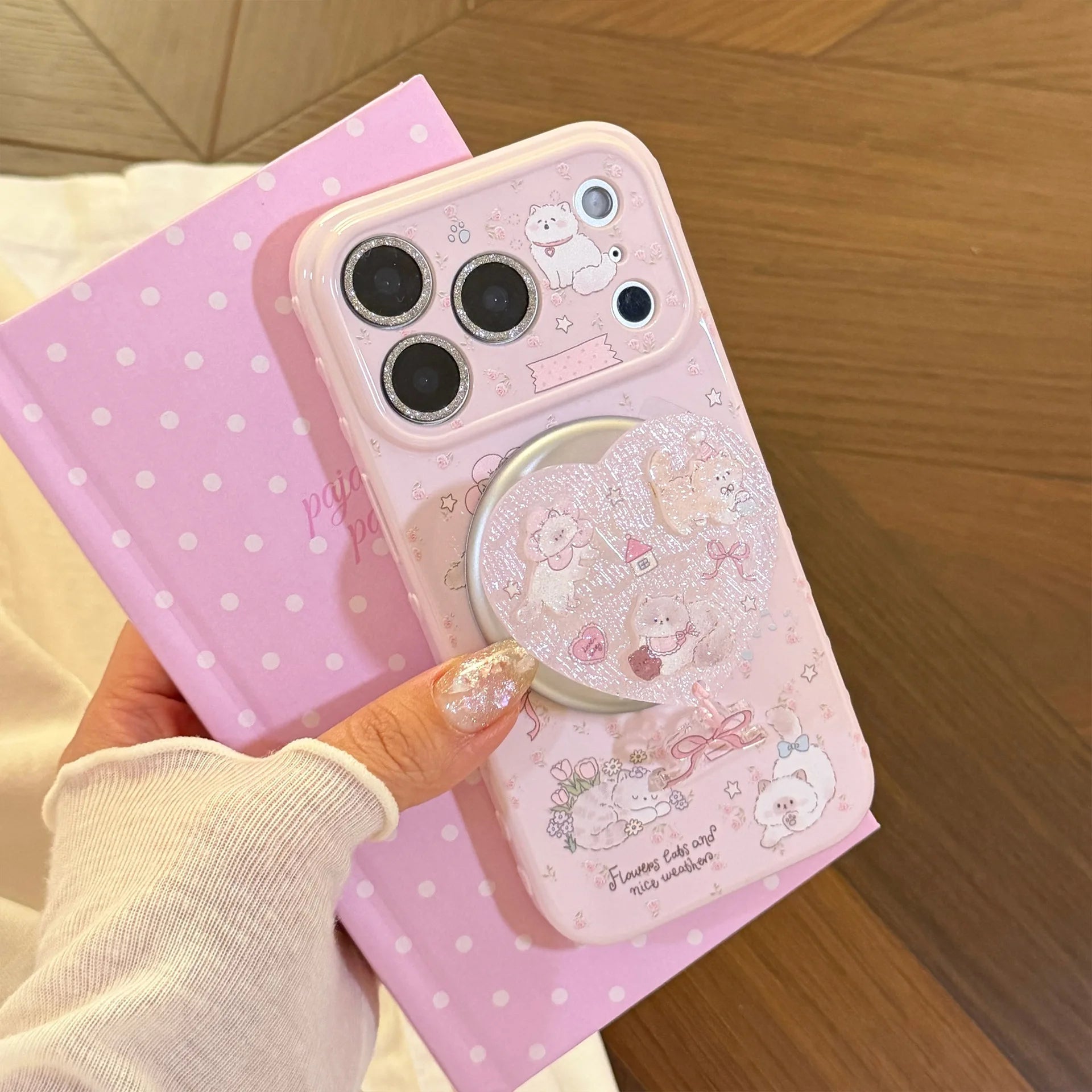 Cartoon Kitten Heart Magnetic Phone Case