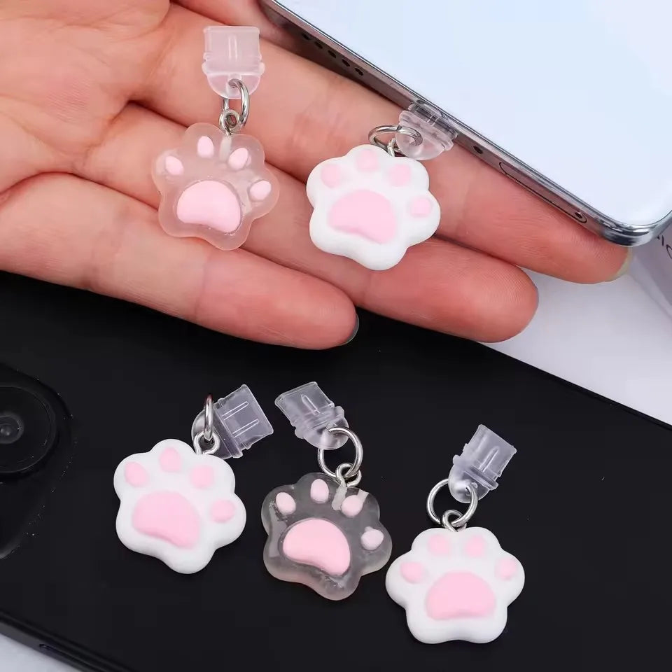 Cute Cartoon Cat Paw Dust Plug Pendant