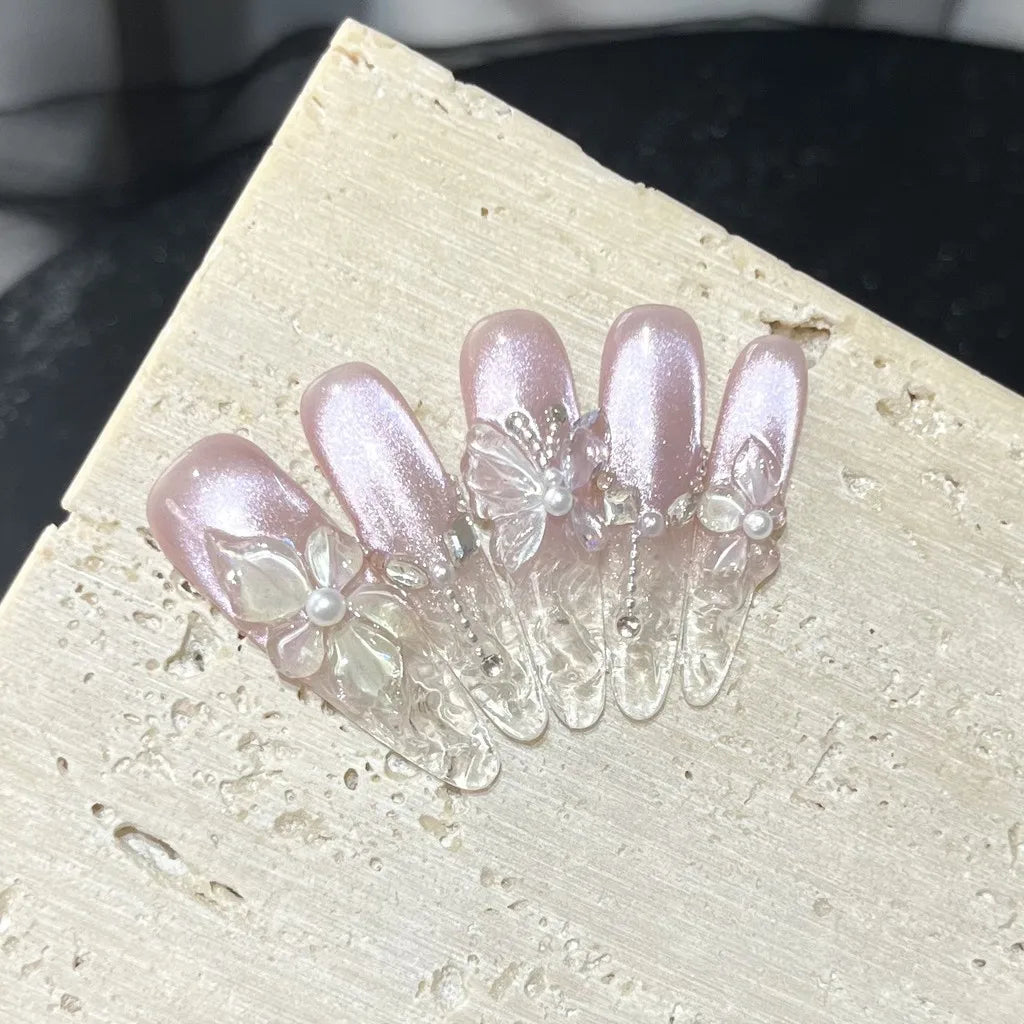 Spring 3D Bauhinia Flower Press On Nails
