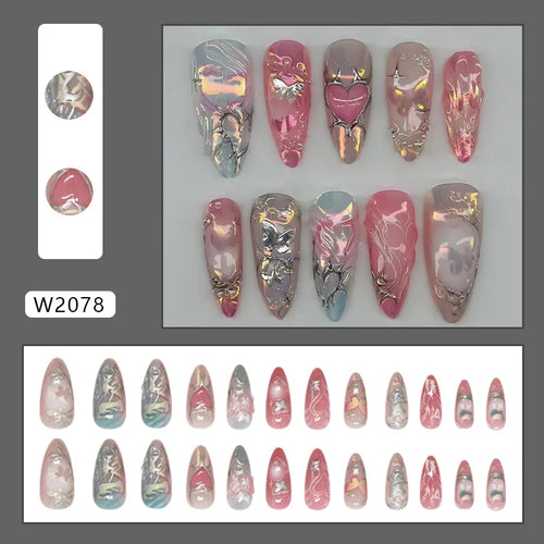 24pcs Sweet & Edgy Metallic Fake Nails