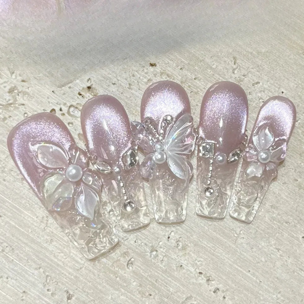 Spring 3D Bauhinia Flower Press On Nails