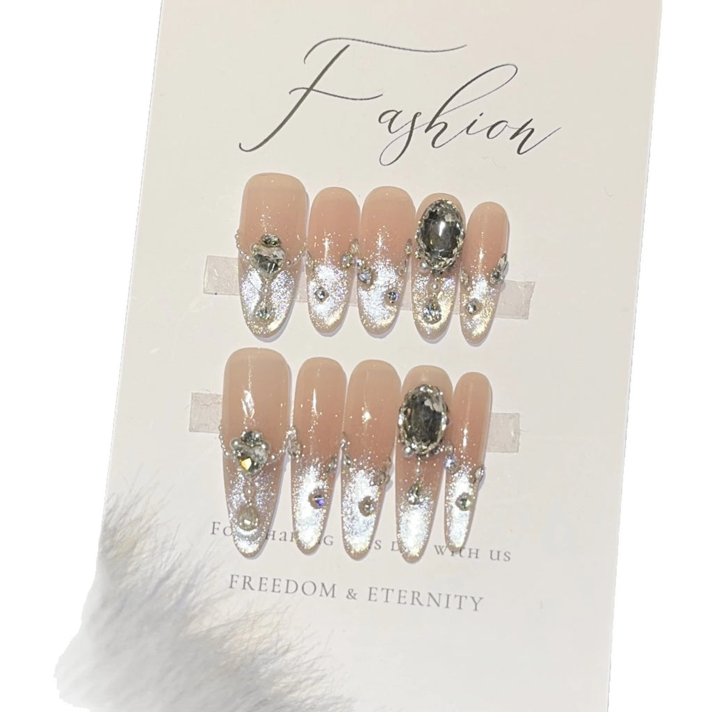 Luxury Zircon Cat Eye Press On Nails