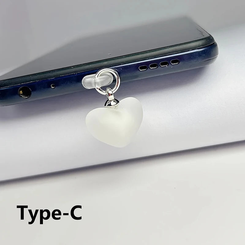 Frosted Heart Shaped Phone Dust Plug Pendant