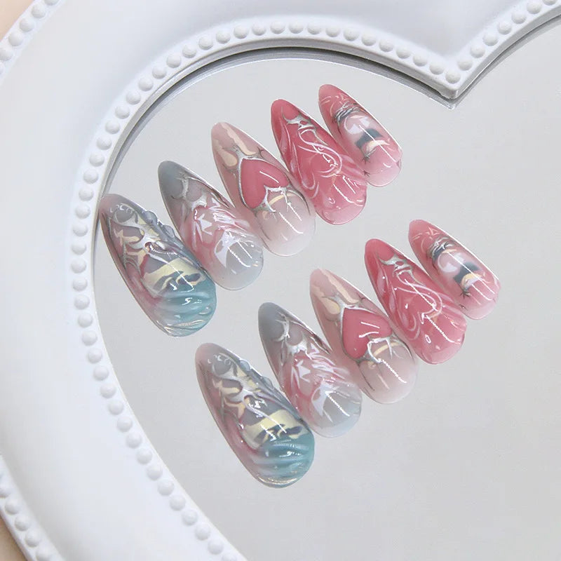 24pcs Sweet & Edgy Metallic Fake Nails
