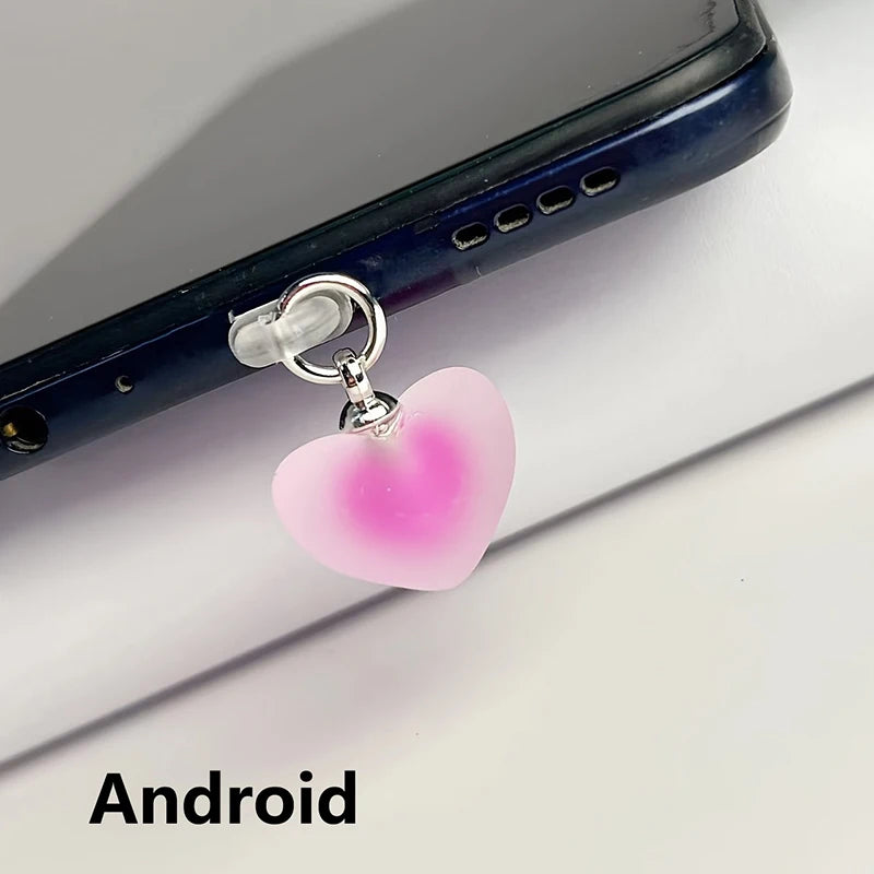 Frosted Heart Shaped Phone Dust Plug Pendant