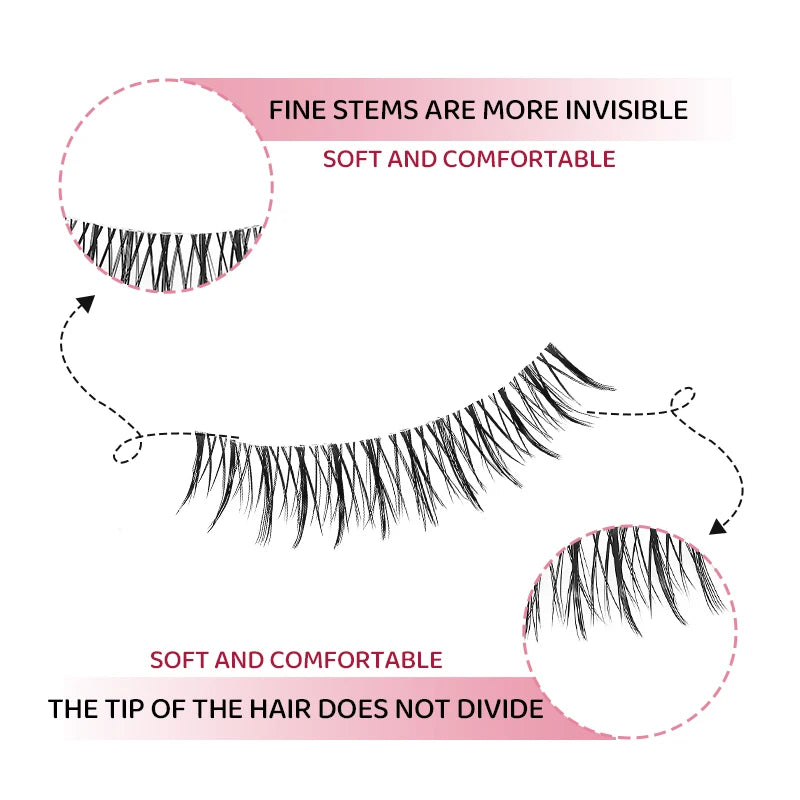 DINGSEN 10 Pair Clear Band Manga Style False Eyelashes