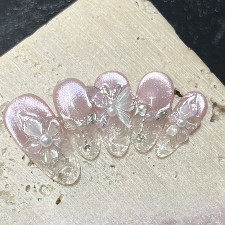 Spring 3D Bauhinia Flower Press On Nails