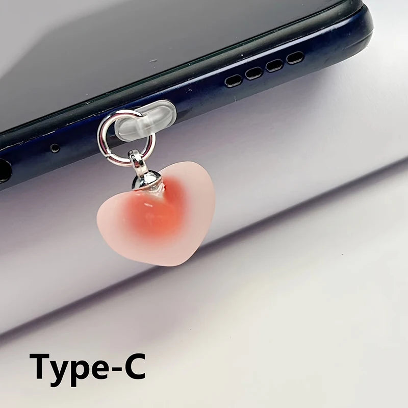 Frosted Heart Shaped Phone Dust Plug Pendant