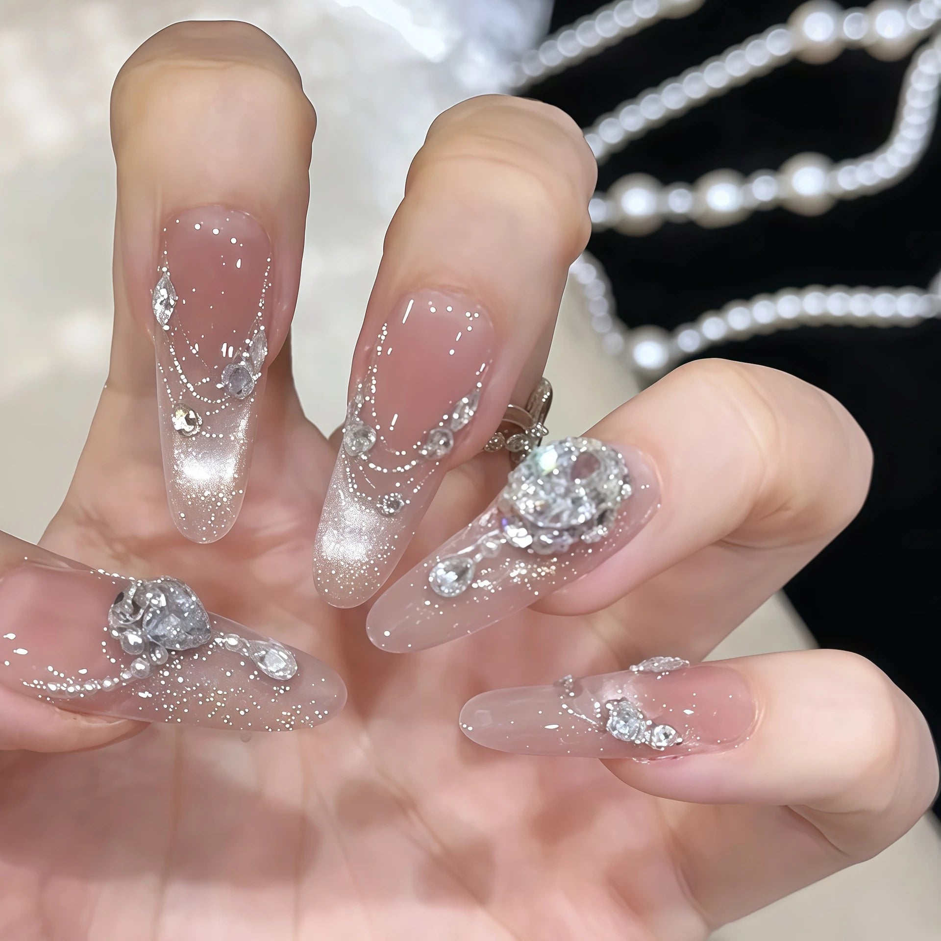 Luxury Zircon Cat Eye Press On Nails