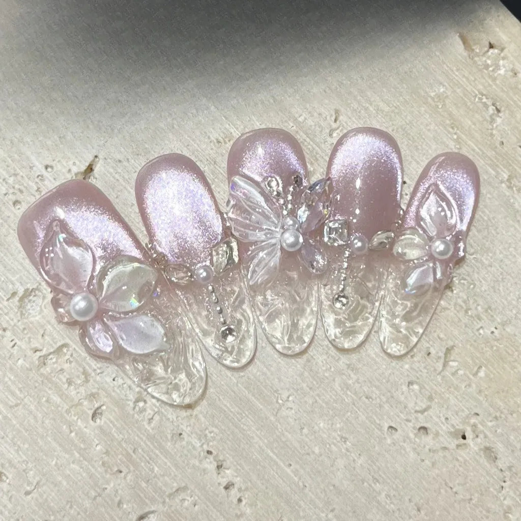 Spring 3D Bauhinia Flower Press On Nails