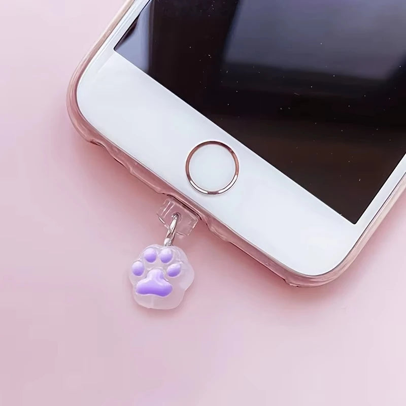 1pc Cute Cat Paw Phone Dust Plug Pendant