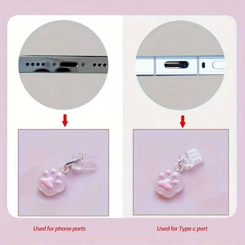 1pc Cute Cat Paw Phone Dust Plug Pendant