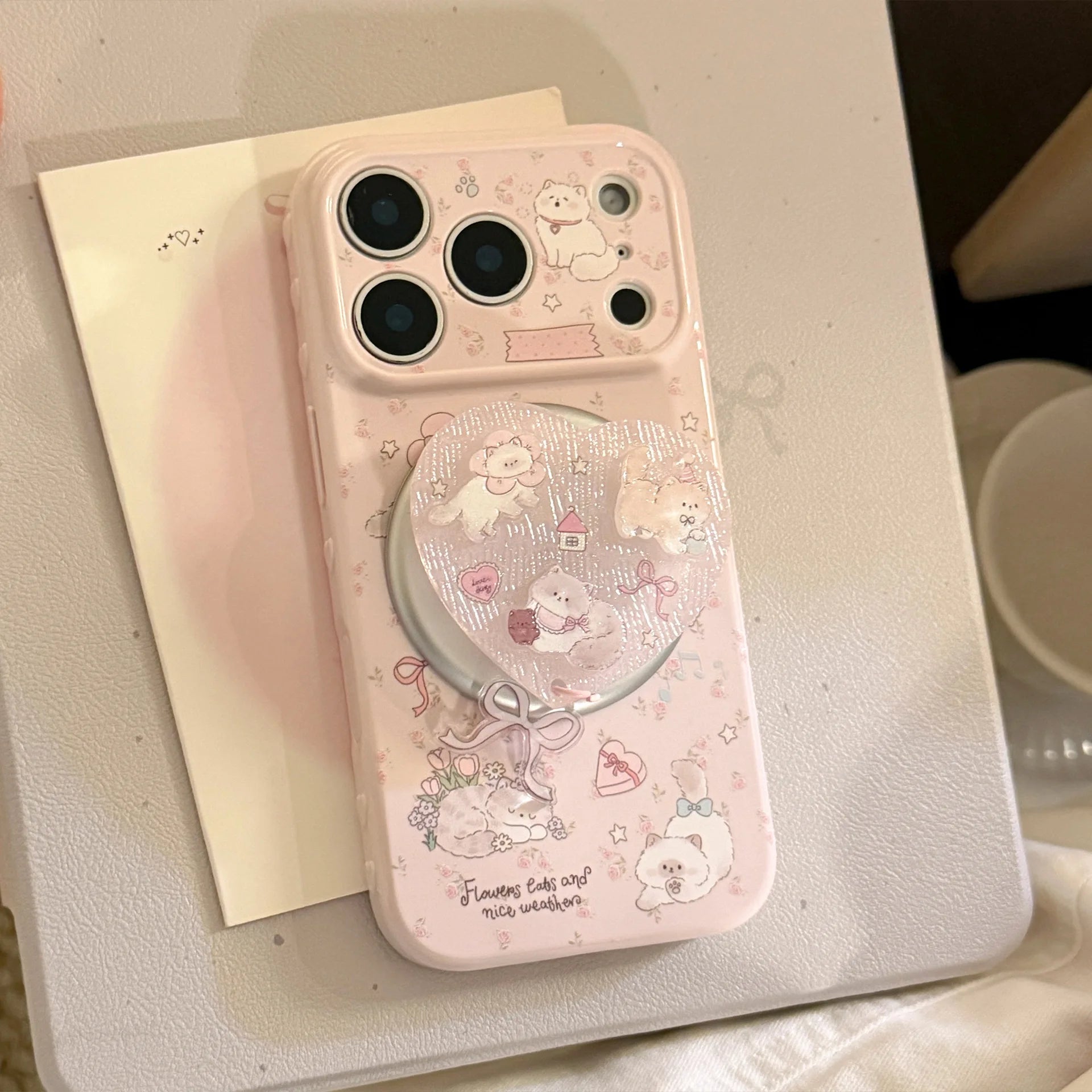Cartoon Kitten Heart Magnetic Phone Case