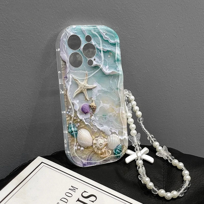 Beach Seashell & Starfish Wavy Phone Case