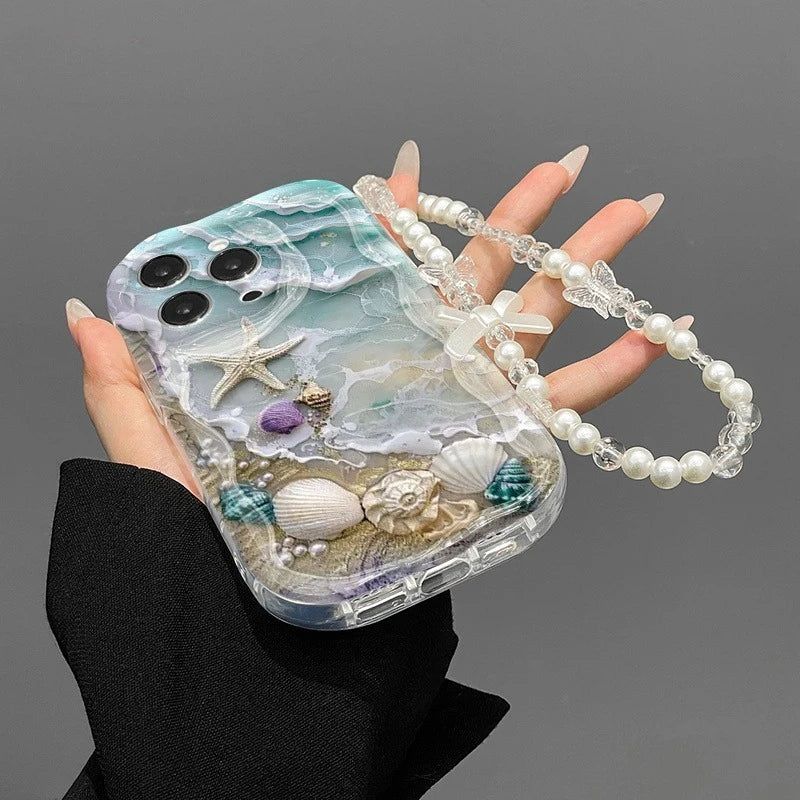 Beach Seashell & Starfish Wavy Phone Case