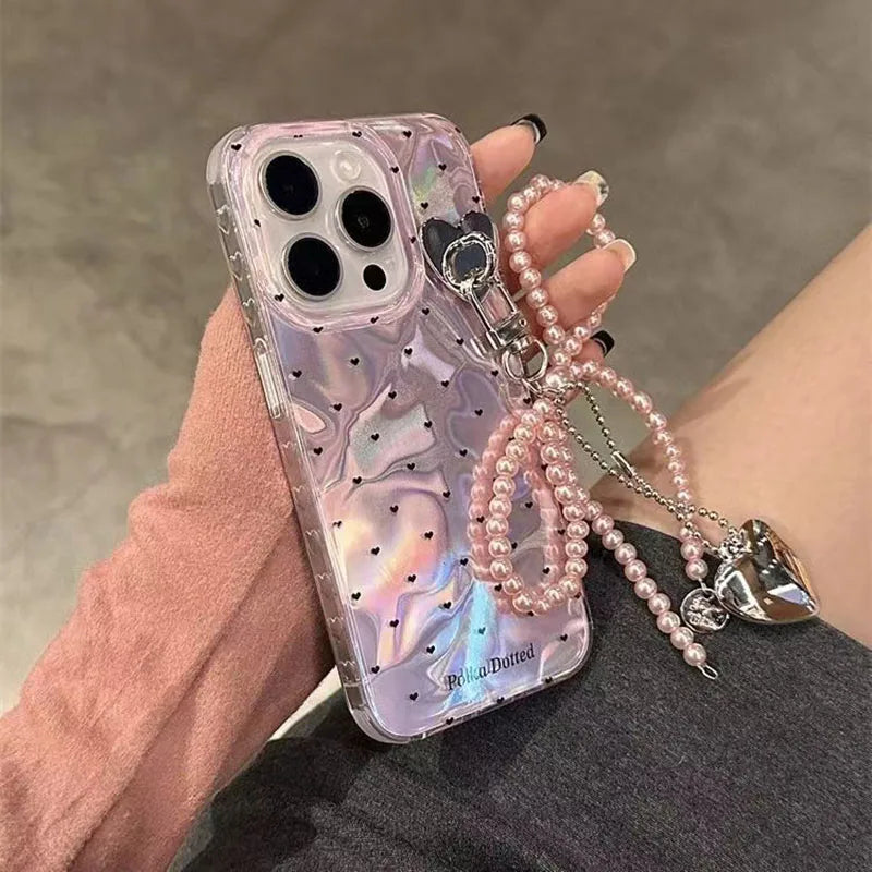 Heart Pink Pearl Bow Phone Case