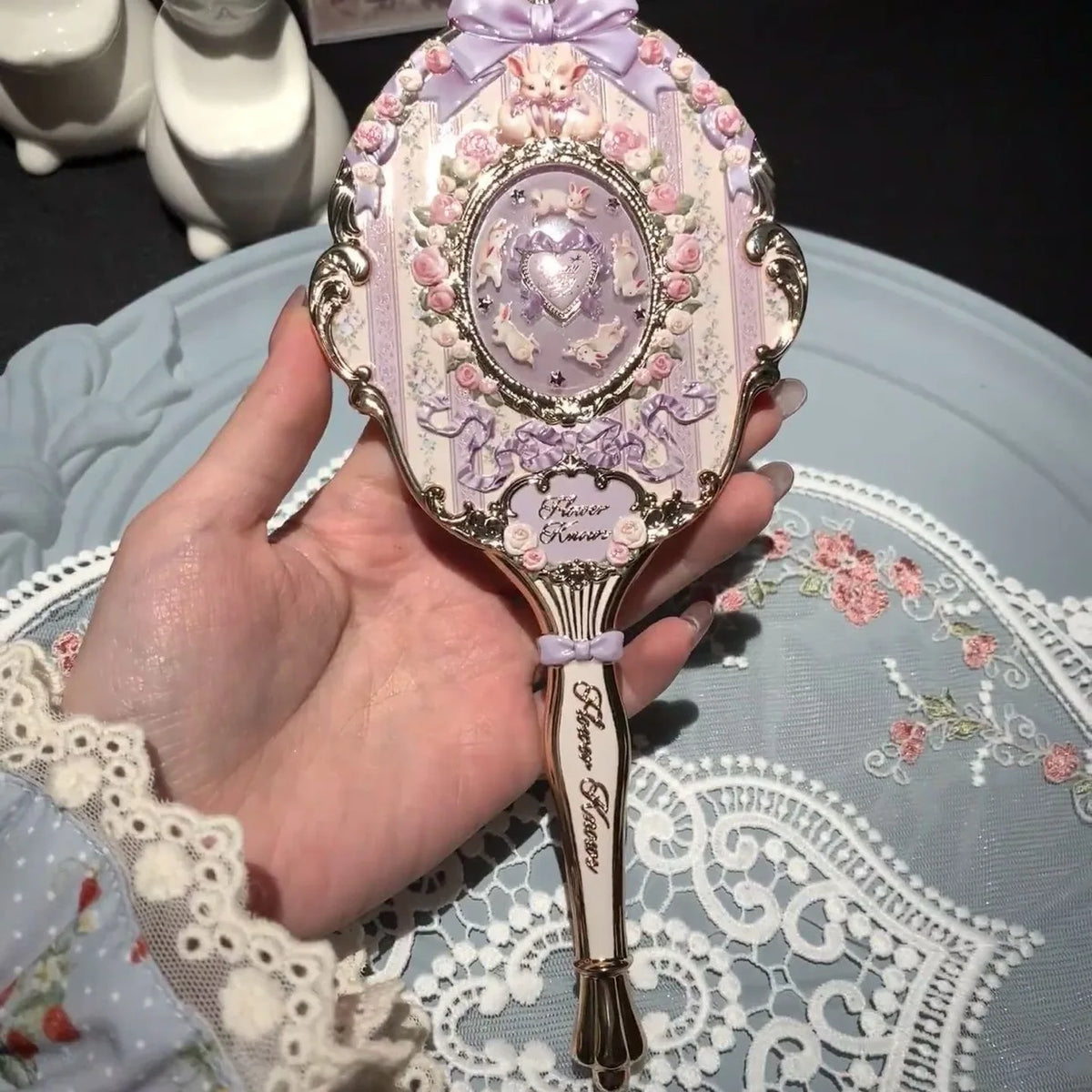 The Sweetie Bear Bunny Garden Collection Makeup Hand Mirror