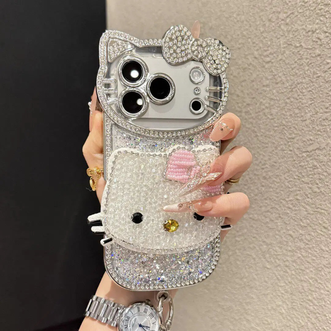 Kawaii Hello Kitty Bedazzled Phone Case With Lanyard