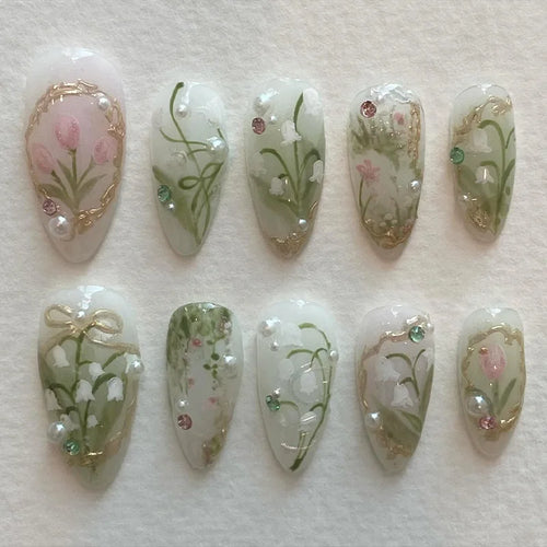 24Pcs Floral Press on Nails