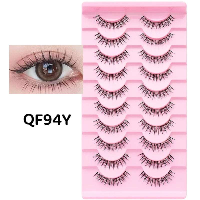 DINGSEN 10 Pair Clear Band Manga Style False Eyelashes