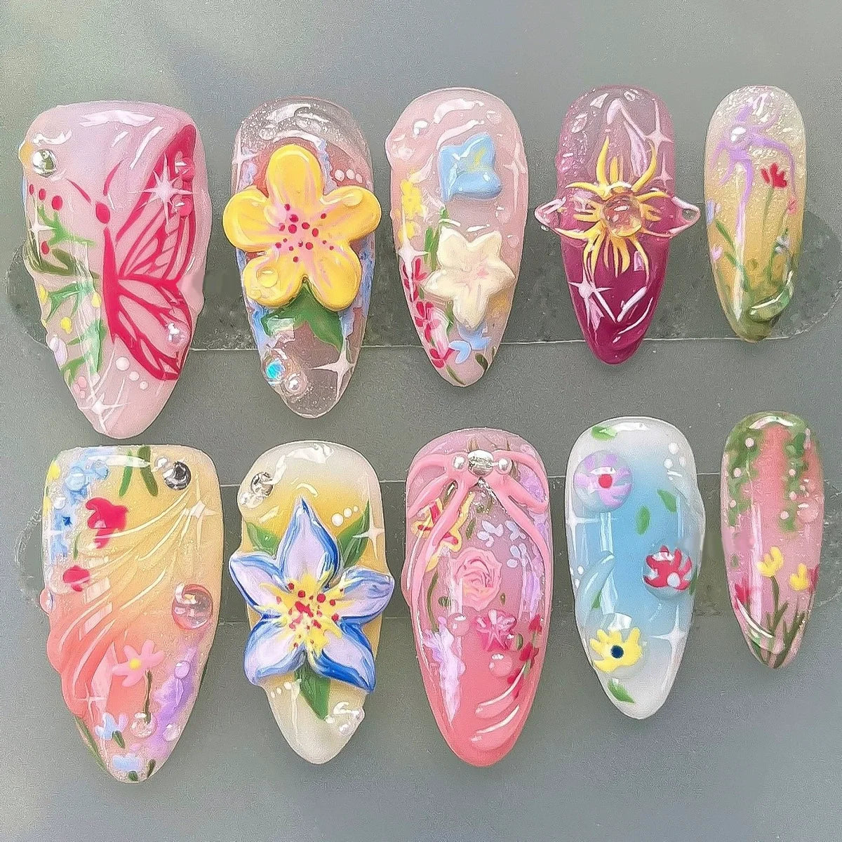 24Pcs Floral Press on Nails