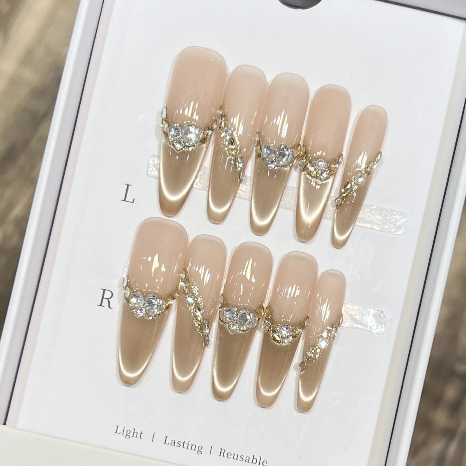 10pcs Green Flower Shimmer Press On Nails