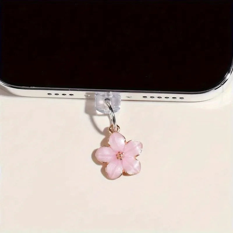 1pcs Cherry Blossom Flower Phone Hanging Dust Plug