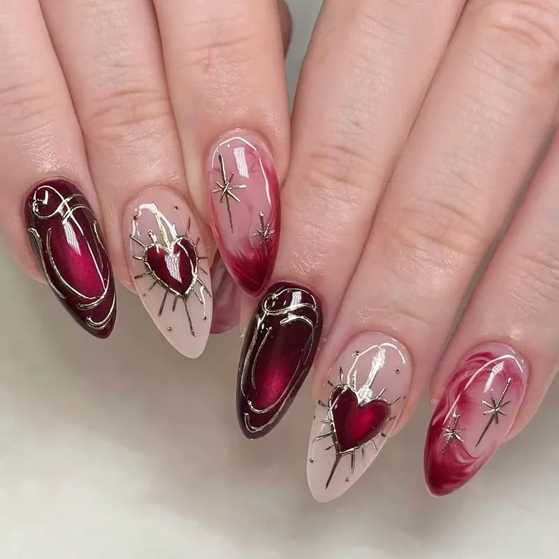 24pcs Sweet & Edgy Metallic Fake Nails