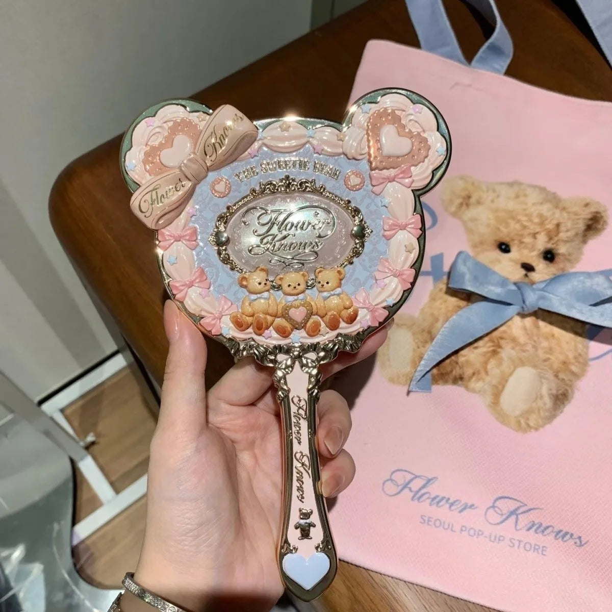 The Sweetie Bear Bunny Garden Collection Makeup Hand Mirror