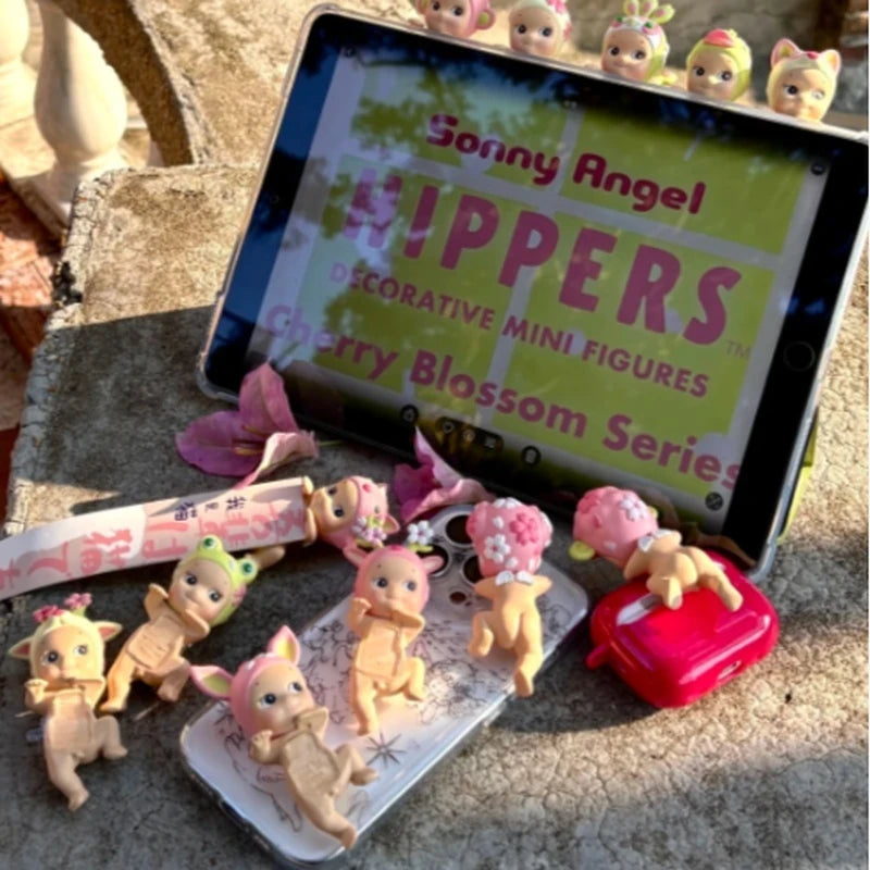 Sonny Angel Hippers Decorative Mini Figures Cherry Blossom Series Blind Box Cute Phone Collectible Toy Gift For Toy Collectors