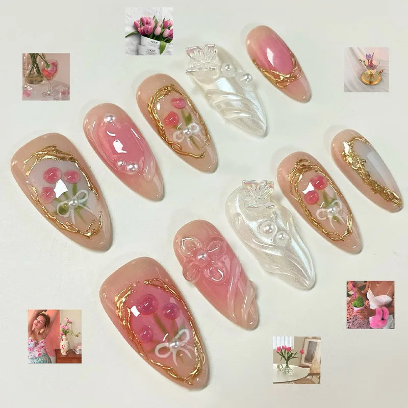 24Pcs Floral Press on Nails